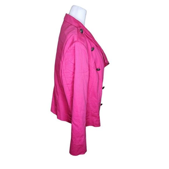 Twiggy London Double Breasted Moto Jacket Union Jack Lining Womens 16W Pink - Picture 3 of 9